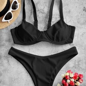 ZAFUL underwire high leg ribbed bikini swimsuit